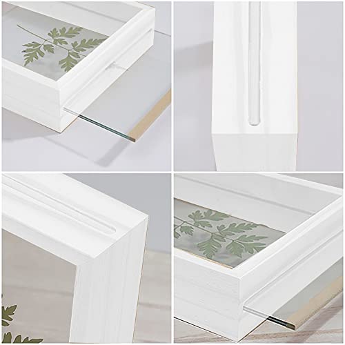 Image of Desi Rang Wooden Rectangular Frame For Wall Decor Table Top Hanging Any Green Or Dry Plant Leaf Picture Photo DIY Gift Home Decoration (White,Rec,7.5X5.5Inch,With Dry Leaf)