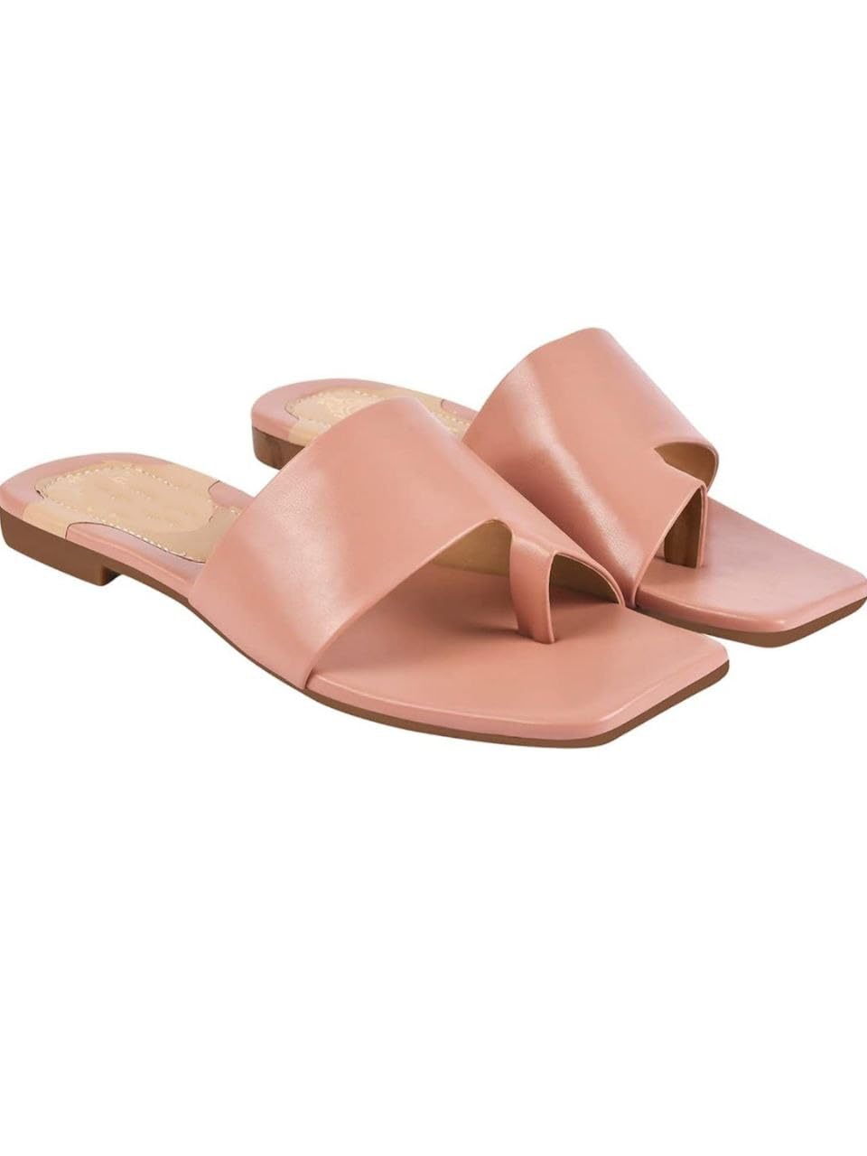 FASHFLOW Stylish Square Toes Slip On Casual Flats Sandal Slippers For Womens And Girls (Pink, 7) (B0CK5SS5RY) Amazon Price History, Amazon Price Tracker