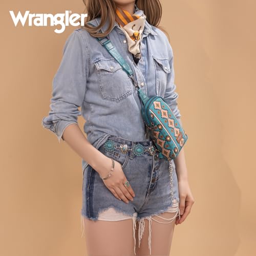 Image of Wrangler Small Sling Bag for Women, Leather Crossbody Bags Cross Body Purse Fanny Packs with Adjustable Strap for Gift
