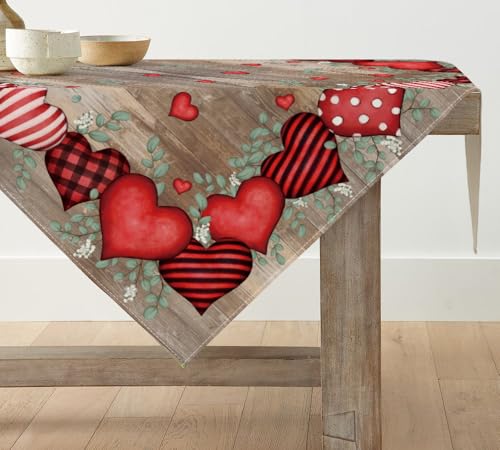 Artoid Mode Planken Liebe Herz Eukalyptus Valentinstag Tischwäsche, Muttertag Küche Tisch Dekoration Drinnen Urlaub Party Dekor 85x85 cm
