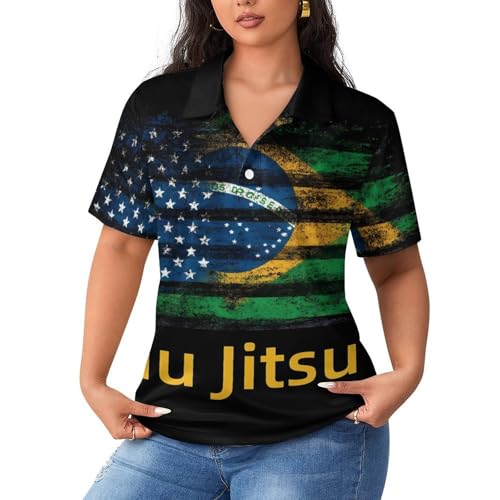 Camiseta de manga corta Jiu Jitsu para mujer polo de Brasil transpirable para gimnasio y tatami