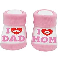 AFCJLTO Calzini Neonato 0-3 Mesi, Calzini Neonata 0-3 Mesi Caldo Cotone con Scritte Divertenti Ti amo papà e mamma Regali per Neonati, Regalo Nascita Bimbo Bimba(rosa)