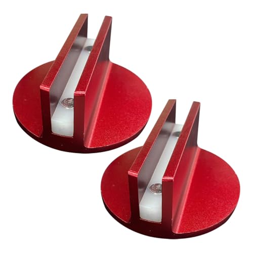 Image of 2PCS Universal Magnetic Jack Pad, 0.37 inch Slotted Aluminum Grooved Pad | Jack Puck Pinch, Pinch Weld Frame Rail Adapter with Large Slotted for Most Cars SUVs Trucks, Red