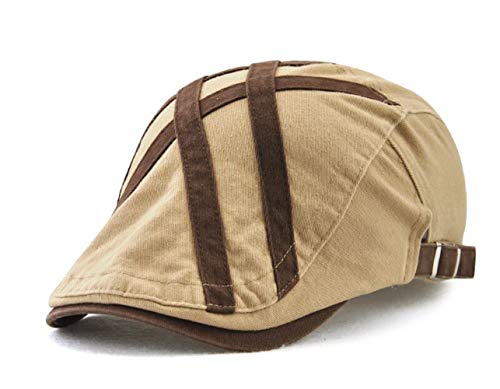 Chennuo Vintage Casquette Plate Homme Bérets Classique Réglable Coton Casquette Souple (Beige) Cover