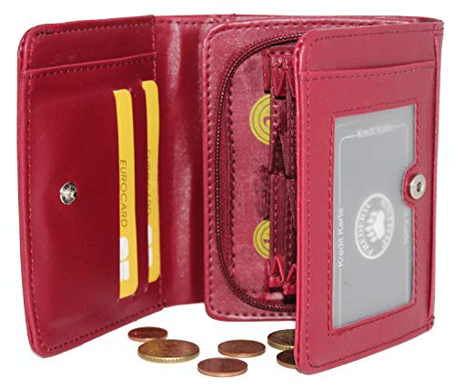 Preisvergleich Produktbild Frédéric Johns - Geldbörse + Geldscheinfach - 8 Separate Fächer - Euro-Portemonnaie - Geldbörse Frau oder Mann - Überragende Qualität - Geschenkidee (Rot)