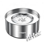 Stainless Steel Dog Water Bowl No Spill, 101oz/3L Large Capacity Pet Water Dispenser with Floating Disk, Non-Slip Slow Drink Feeder for Cat, Anti-Gulping & Splash Proof for Travel, Car & Home