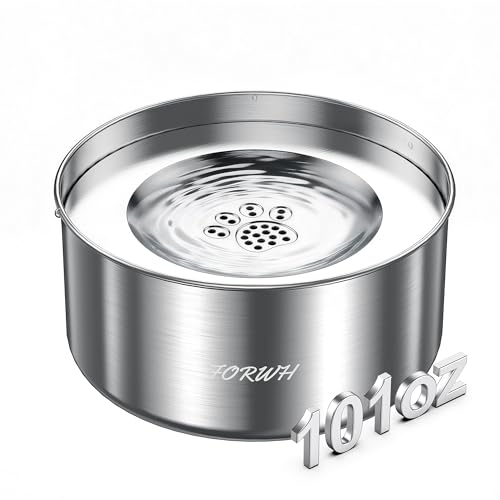 304 Stainless Steel Dog Water Bowl No Spill 101oz/3L Large Capacity Pet Water Dispenser with Floating Disk Non-Slip Slow Drink Feeder for Cat Anti-Gulping & Splash Proof for Travel Car & Home