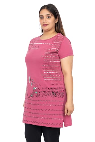 Image of Women Printed Cotton Tshirt with Side Slits & Pocket