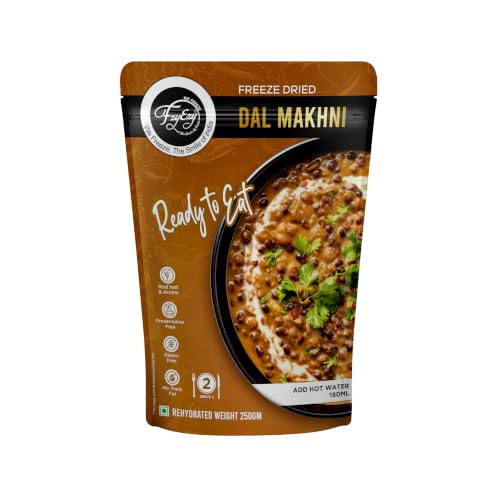 Image of FzyEzy Freeze-Dried Instant Meal Pack - Ready-to-Eat Travel Food | Lightweight, Long Shelf Life | Ideal for Camping, Hiking, Trekking, Emergency Survival | No Preservatives | Veg Meals (Dal Makhani)