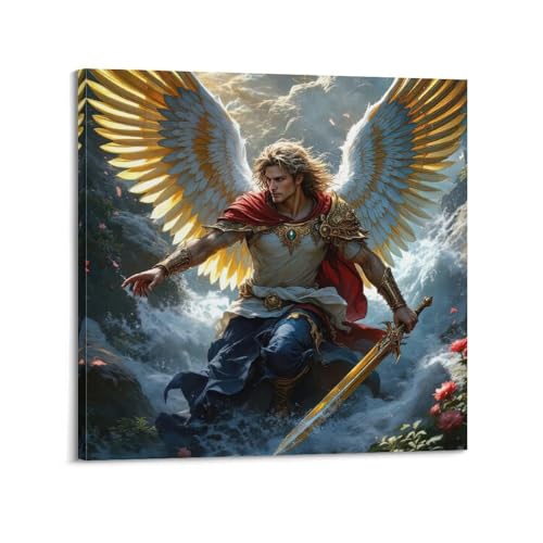 OKNGB Póster decorativo de San Miguel Arcángel, cuadro artístico sobre lienzo, 40 x 40 cm