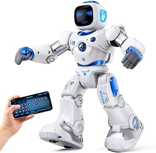 Ruko 1088 Großer Smarter Roboter Kinder Spielzeug, App Steuerung, Blau | 40 cm hoch, Programmierbarer interaktiver RC-Roboter, Sprachsteuerung, Geschenk für Kinder Junge Mädchen 4
