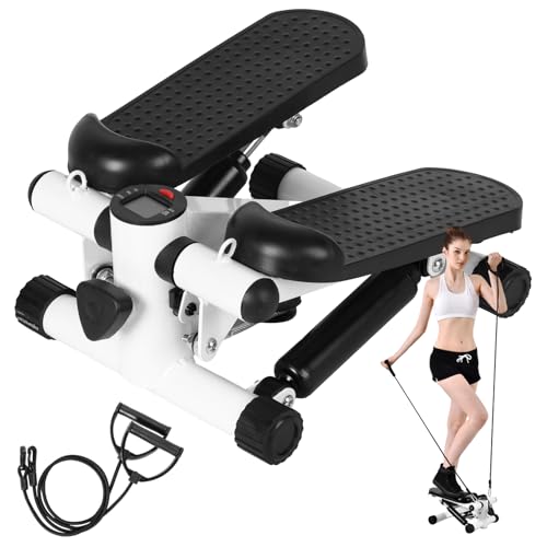 Home Fitness Stepper, Stepper con Banda de resistencia, Mini Stepper neumático con Peso, Stepper hidráulico Silenciador con pantalla LED
