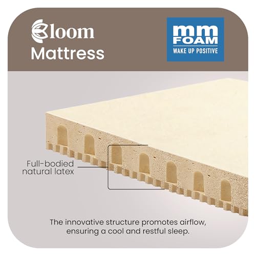 Image of MM FOAM Bloom 100% Natural Latex Mattress with 10 Years Warranty | Pure Certified Latex | Free Micro Fiber Pillows | (King 72 x 72 x 8)