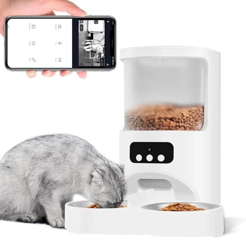 自動給餌器 猫 犬 キャットフード カメラ付き スマート自動えさやり器 ペット給餌機 スマホ遠隔操作 多頭飼いに向け 手動給餌可 音声録音 定時定量 4L PT10V
