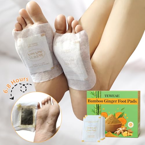 Image of TEWEAE 32 Pads Foot Pads -with Pure Natural Turmeric & Ginger, Wormwood, Bamboo Vinegar, Bigger Adhesive Pad Ginger Foot Pads