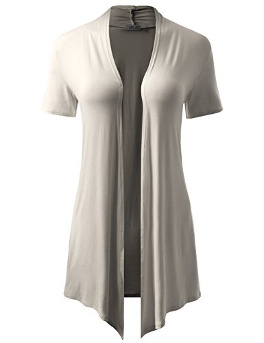 BIADANI Women Versatile Soft Short Sleeve Open Front Drape Cardigan