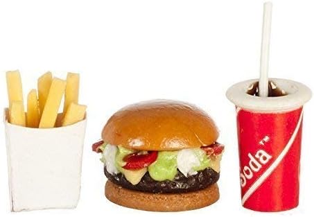 Melody Jane Dolls Houses Fast Food Burger Fries and Drink Take Away Miniature