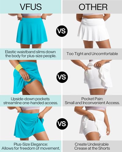 Image of Women's Tennis Skorts with 2 Pockets Plus Size Golf Skirts High Waisted Pleated Athletic Skirt for Pickleball Running