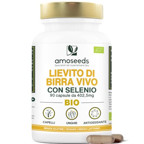 Lievito di Birra Vivo BIO | Bellezza dei Capelli e delle Unghie | Lievito Attivo, 1200mg / giorno | Ricco di Selenio | 90 capsule vegane | Qualità superiore