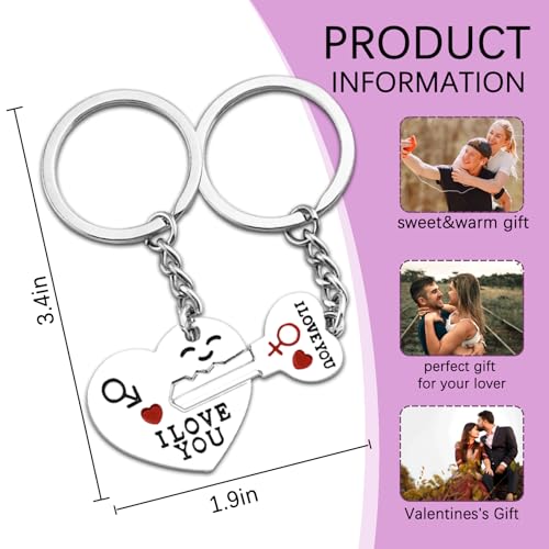 QUIHUD Regali per fidanzato Coppia Regali Fidanzato Idee Regalo di Compleanno Amore Cuore Portachiavi Fidanzata Bf San Valentino Natale Compleanno Regalo Anniversario Portachiavi Regalo Migliore Amico