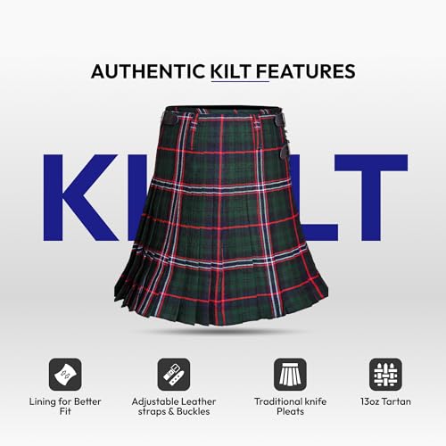 Image of 8 Yard Mens Kilt - Authentic Tartan Kilt for Men Highland Outfit for Weddings & Traditional Scottish Wear