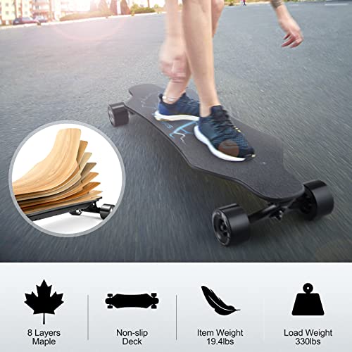 Hifrruy 38'' Electric Skateboard For Adults, Electric Longboards With Remote, For Teens 900W Dual Motor E-Skateboard, 25Mph Max Speed, 21.7Miles Range, 3 Speed Adjustment, 8 Layers Maple, 330Lbs Max #TOP4