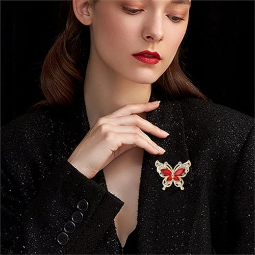 Image of coadipress Butterfly Brooch Pins Chic Romantic Elegant Rhinestone Crystal Insect Brooch Pin Women Corsage Scarf Shawl Clothing Accessories Wedding Party Banquet