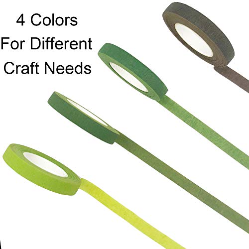Cinvo 4 Rolls 1/2 Inch Florist Tape Floral Tape Flower Wrap Adhesive Waterproof Tape For Bouquet Stem Wrap Craft Projects Diy Handcrafts(4 Colors, 30Yard/Roll) #TOP3