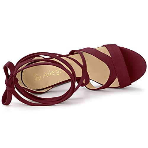 Allegra K Women's Lace Up Platform Chunky High Heels Sandals4