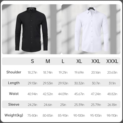 Men's Long Sleeve Dress Shirt Elastic and Wrinkle-Free Stretchable Fabric with Button Down Design3