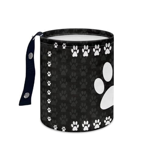 Image of Cute Dog Paw Print Car Trash Can, 3L, 1 Count - Multi-Purpose, Waterproof, Leak-Resistant, Easy to Clean, Car Interior Decoration
