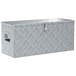 vidaXL Aluminium Box, Lightweight Versatile Storage with Locking System, Suitable for Vehicle, Garage, Camping & More - Silver, 90.5x35x40cm