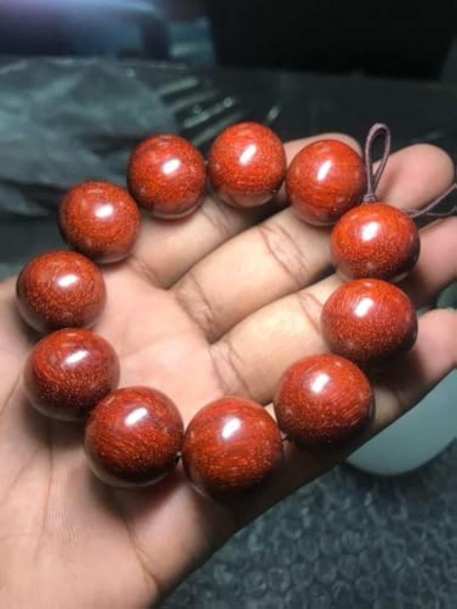 Natural Red Sandalwood Bracelet with Polished Finish