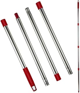 Spin Mop Replacement Handle, 4 Section 32 Inch to 56 Inch Stainless Steel Mop Replacement Head Handle for Easywring Spin Mop Microfiber Cloth Mop Triangle Spin Mop for Floor Cleaning (Red)