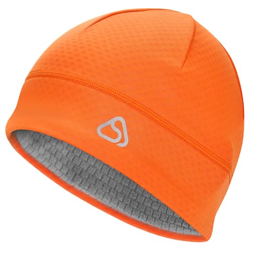 AOPREL Skull Cap for Men & Women - Unidirectional Moisture Absorption & Sweat Wicking Quick-Dry Technology Running Beanie Hat, Breathable Skull Cap Beanie, Windproof Thermal Helmet Liner Orange