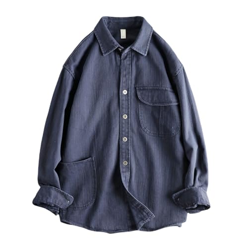 Chemise de travail vintage en coton homme à manches longues et coupe ample résistante