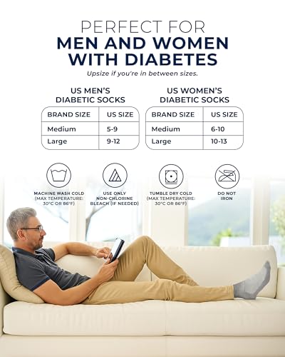 Pembrook Ankle Diabetic Socks for Women & Men | 6 Pairs | Wide Non Binding Socks Quarter Length | Edema Neuropathy Socks