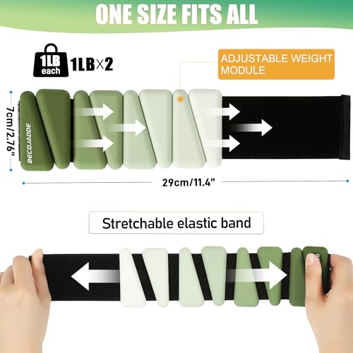 Image of BECOJADDE Ankle Weights for Women Wrist Weights Set of 2 (1 lb /2 lb Each) Adjustable Arm Leg Weight for Womens Men Suitable for Walking Swimming Running Pilates Yoga Gym