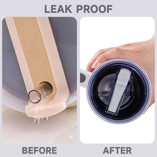 Image of Replacement Lid for stanley 40 oz and 64 oz Tumbler.Leak proof Flip Straw Lid Fit stanley Cup Quencher H2.0 40 oz /64 oz and ProTour 40oz /64oz Tumbler.(White,1-Pack)
