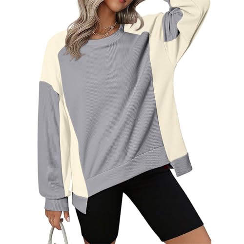 Color Block, caimento solto, para mulheres, inverno, outono, manga comprida, gola canoa, crochê, rou