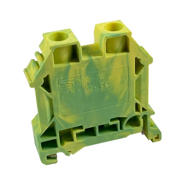 Dinkle DK10N-PE DIN Rail Terminal Ground Block Screw Type UL 6-16AWG, Pack of 3