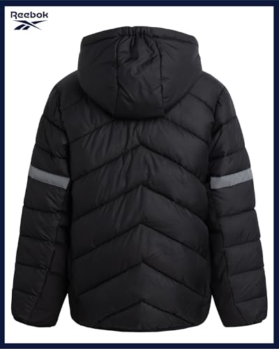 Image of Reebok Boys Puffer Jacket - Heavyweight Quilted Wind & Water Resistant Boys Winter Coat - Insulated Bubble Kids Winter Jacket