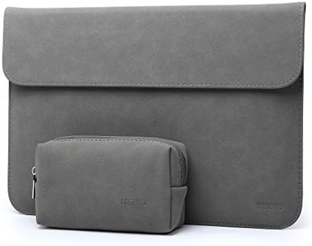 HYZUO 13.3-14 Inch Laptop Sleeve Compatible with MacBook Pro 14 M1 Pro/Max A2442 2021 2022, MacBook Air 13 2012-2017, 13.5 Surface Laptop 4/3/2/1, Faux Suede Leather Case with Accessory Bag, Khaki-H