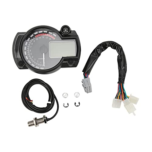 Odógrafo del velocímetro de la motocicleta, tacómetro LCD universal para vehículos de 12 V, pantalla de RPM ajustable con rango de 15000 R/min, medidor de kilometraje para