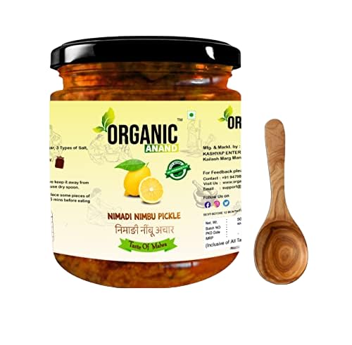 Image of Organic Anand Homemade Nimadi Lemon Pickles 500gram Khatta Mitha Nimbu ka Achaar, Flavourful, Delicious, Traditional Taste
