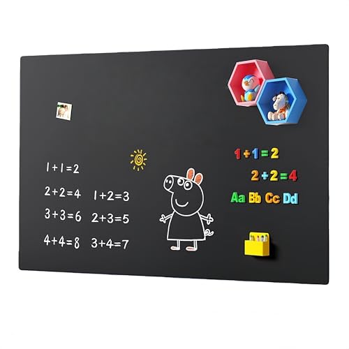Lopres ホワイトボードシート ホワイトボード マグネットシート 黒板 磁石がくっつく 貼り付け 無地薄型ボード 伝言 子供 落書き オフィス 学校用 家用 部屋 会議室 (ブラック(ギフトパッケージを送る),60*100cm)