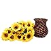 Velener Artificial Silk Sunflower with Rattan Vase Daisy Arrangement, 6 Bunches, 42 Flowers & Stems, Sunflower Bouquet, Handmade Willow, Fake Flowers in Vase for Home Decor, Fall Autumn Decoration