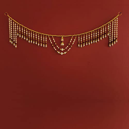 Image of Handmade Door Hanging Round Moti Style Bandarwal Toran (TMR-07) -Diwali New Year Inauguration Wedding Festival Home Decor Pooja (40 Inch X 6 Inch)