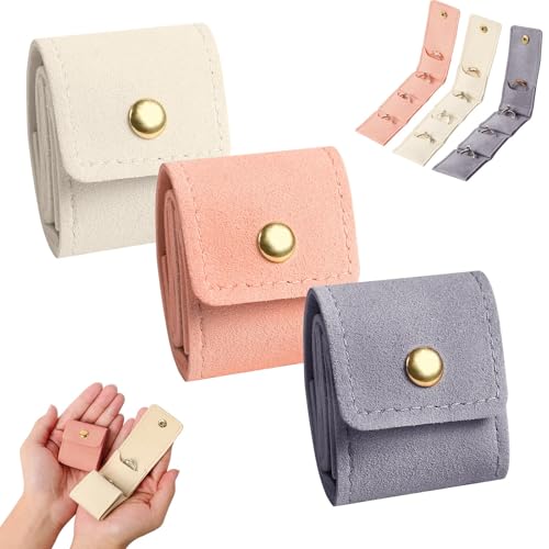 La mejor comparación de Bolsas para joyas , tabla con los diez mejores. 45 GeorgeX Bolsa de Joyería de Viaje Mini Bolsa de Rollo de Joyería de Viaje con Hebilla, Joyero Pequeño para Aretes, Anillos, Collares (3PCS)