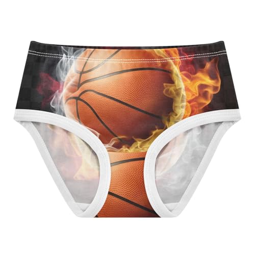 Personalized Toddler Girls Underwear 2t Cotton Panties for Girl Basketball Flame Black Briefs Girls Undies